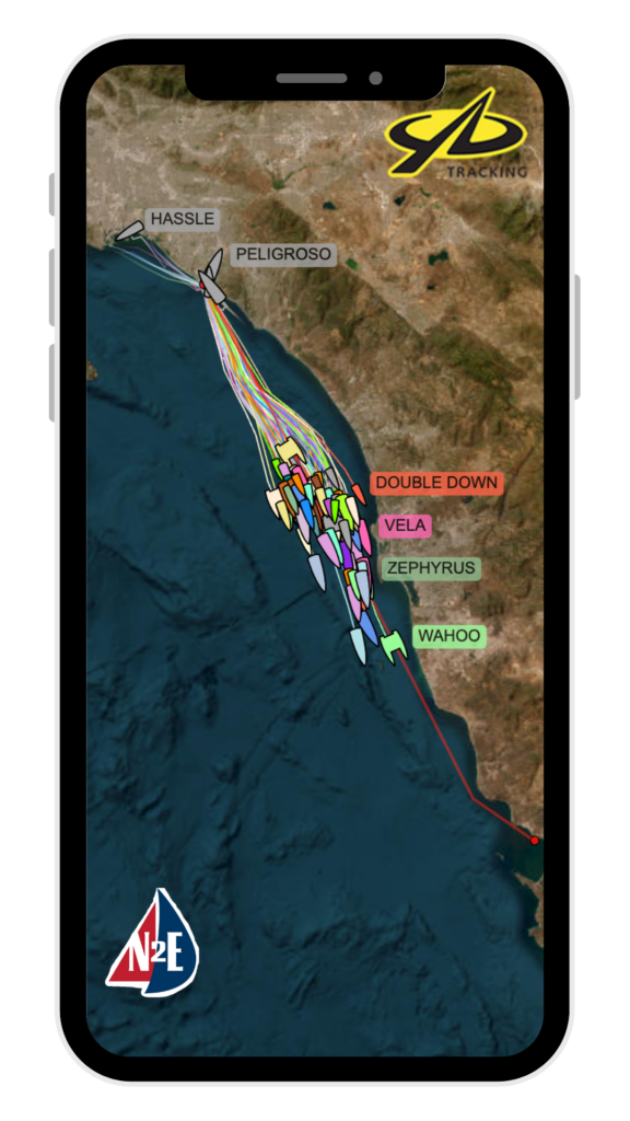 Screenshot of the tracker showing boats sailing down the coast of southern california
